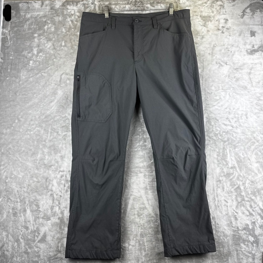 Eddie Bauer Lined Tech Pants Mens 38x30 Gray Fleece Lined Hiking Outdoor (1647)